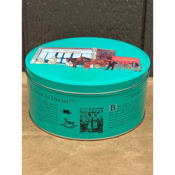 The Kroger Grocery & Baking Co. Round Tin Box Horse-Drawn Wagon Advertisement - Picture 2 of 8